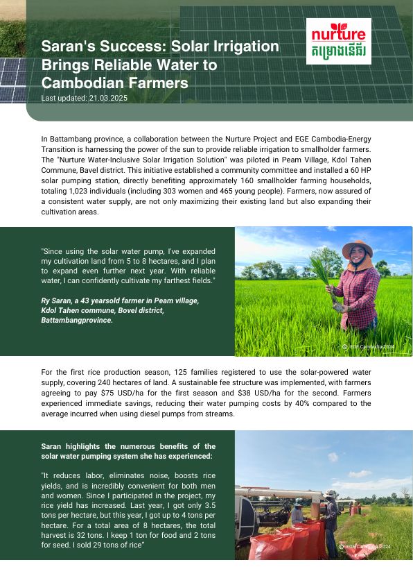 Cover – EGE Success Story: Saran's Solar Irrigation